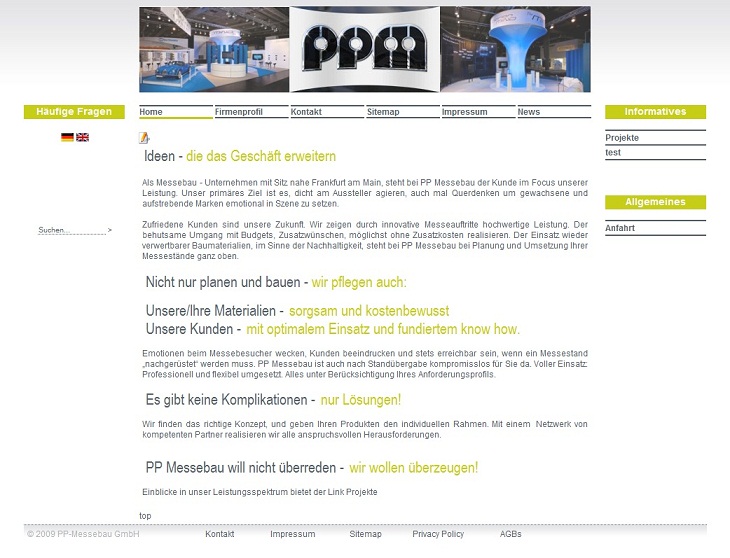 Website PP-Messebau und Service GmbH Website PP-Messebau und Service GmbH